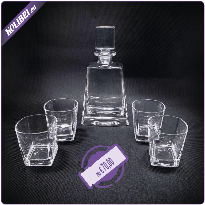 Decanter-Set für Spirituosen mit einer Karaffe und vier Gläsern, personalisiert