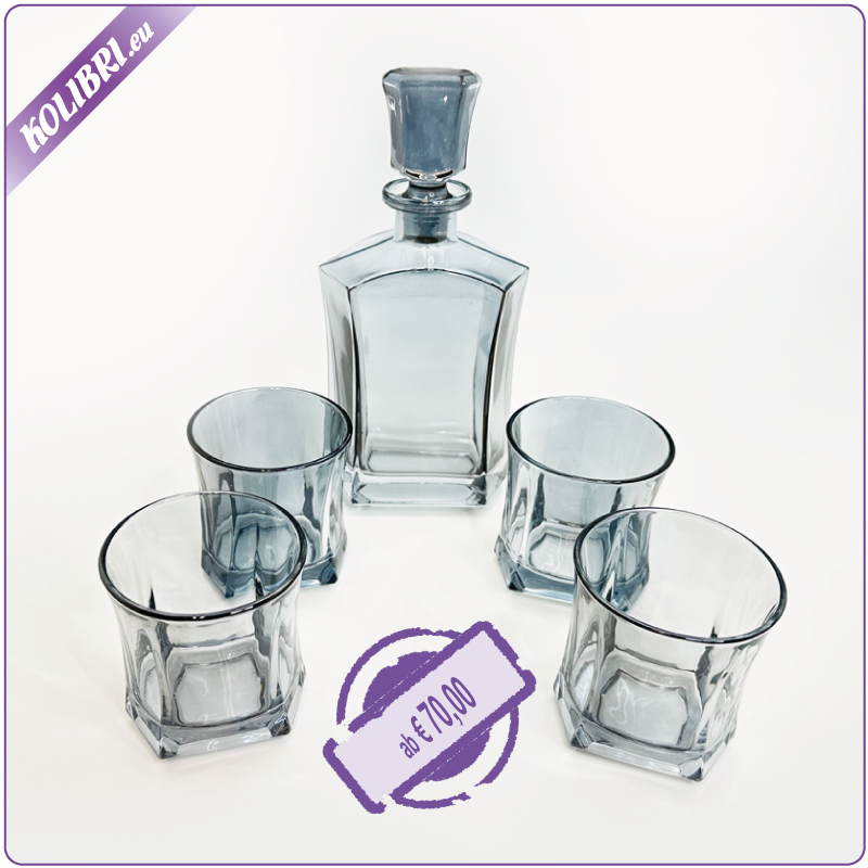 Decanter-Set mit Karaffe und vier Gläsern, personalisiert